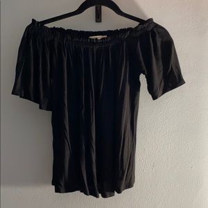black off the shoulder short sleeve shirt